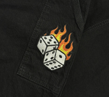 PANTALÓN BENZAA CARPINTERO “DADOS” NEGRO COSTURAS NEGRAS
