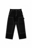 PANTALÓN DOBLE RODILLA NEGRO COSTURAS BLANCAS