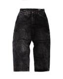 PANTALON CARPINTERO "BOLA 8" STONE WASH COSTURAS MORADAS